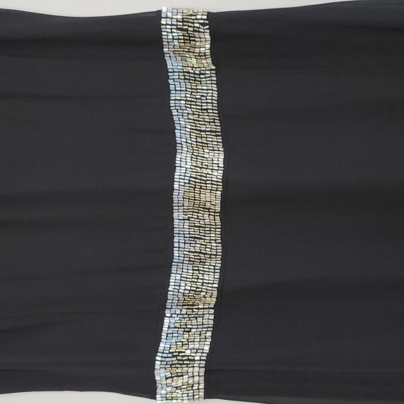 Black Beaded Chiffon Cocktail Dress, Size 10 - Picture 4 of 16